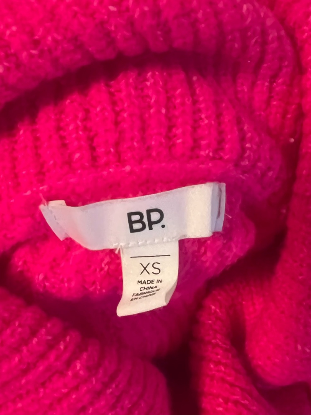 Hot Pink Turtleneck Ribbed Women's Sweater B.P. xS - Picture 4 of 4